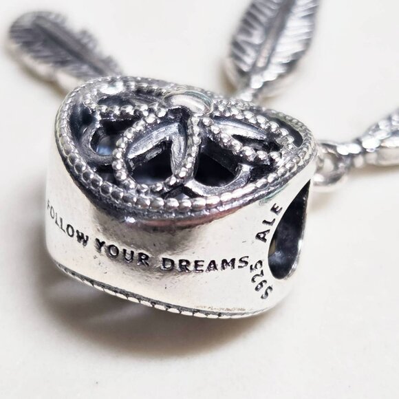 Authentic Pandora Dream Catcher Follow Your Dream Engraved 925 Dangle Bead Charm - Picture 2 of 6